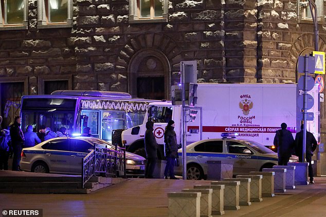 Several ambulances were seen leaving the scene near the FSB building on Thursday evening