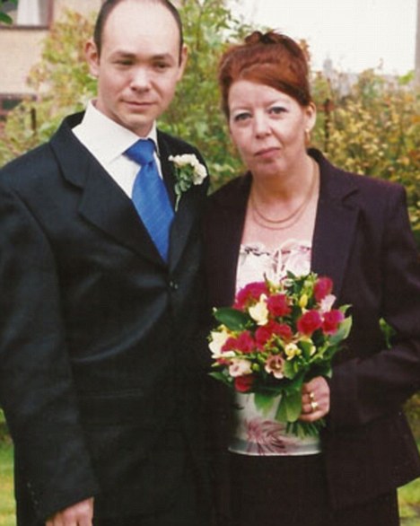 Happy couple: Husband and wife Barry and Anne at their wedding in 2002