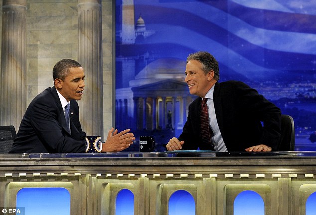 The team found that people who were faster at answering simple general knowledge questions were also rated as more charismatic by their peers. Intelligence and personality turned out to play a smaller role than sheer speed (US President Barack Obama with comedian Jon Stewart, both deemed charismatic, are pictured)
