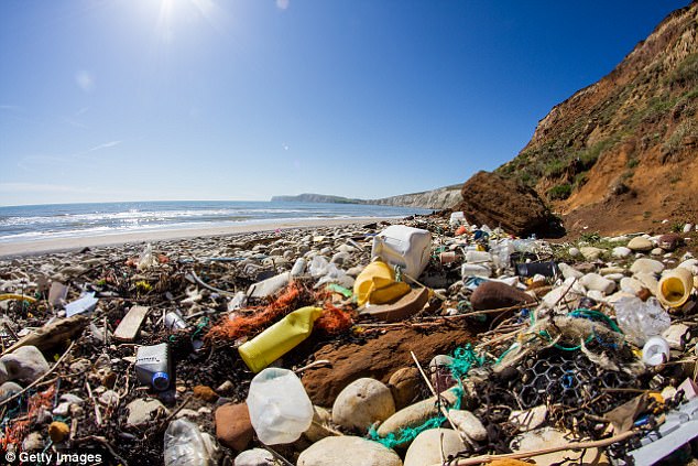 Here at Compton Bay on the Isle of Wight, rubbish is strewn across the sand and rocks