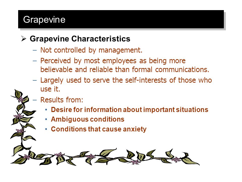 Grapevine Grapevine Characteristics Not controlled by management.
