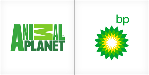 Animal Planet logo, BP logo, green logos
